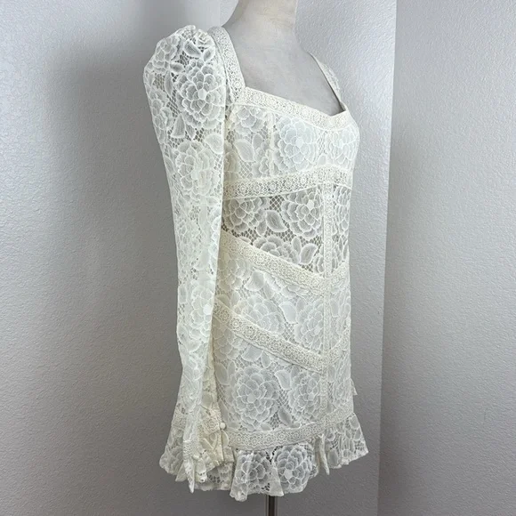 For Love &Lemons Cleo Mini Dress in Ivory Size X-Large NWT - Picture 7 of 10